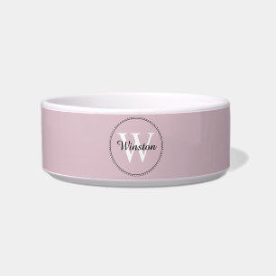 Tigela Nome de Estimação Personalizado Monograma Rosa Bra