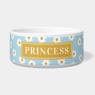 Tigela Nome de Pet Personalizado de Disias Amarelo e Azul