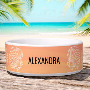 Tigela Nome de Pet Personalizado Pet Orange Beach Sea She