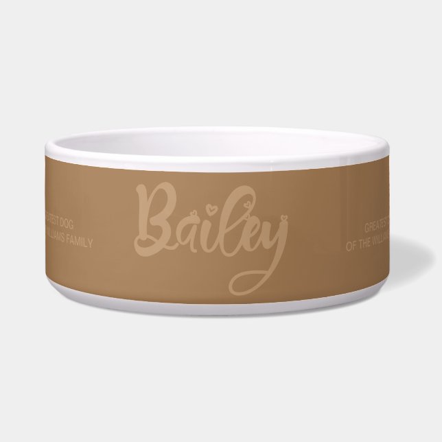 Tigela Nome do cão Bailey Rustic Brown (Frente)