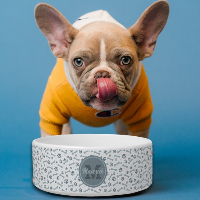 Tigela Nome do Monograma da Cinza Personalizada (Criador carregado)