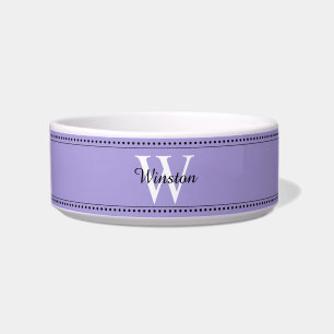 Tigela Nome do Monograma Personalizado da Lavanda Branca