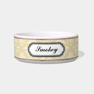 Tigela Nome dourado elegante do damasco