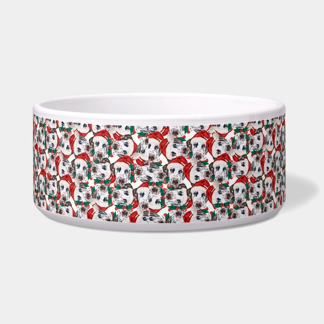 Tigela Nome engraçado de dálmata padrão de Natal (Esquerda)