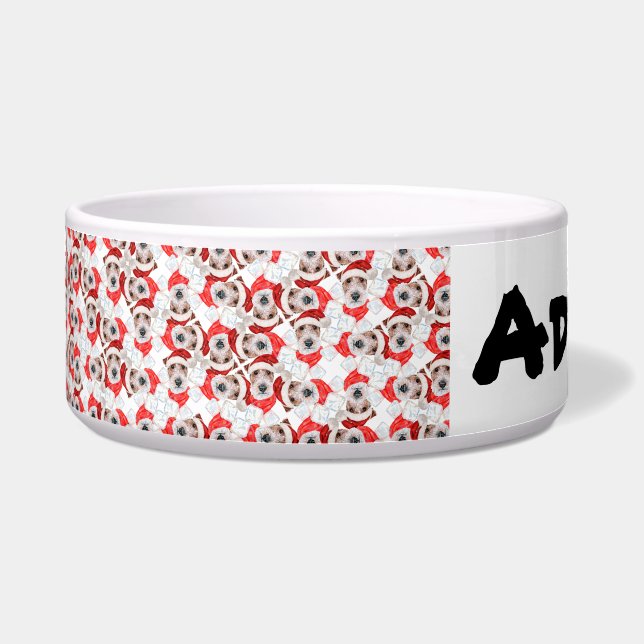 Tigela Nome engraçado de Terrier Fox de Arame no Natal (Frente)