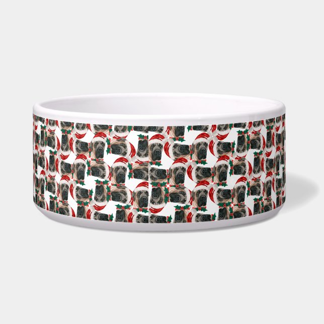 Tigela Nome engraçado do Mastiff Inglês Padrão de Natal (Esquerda)