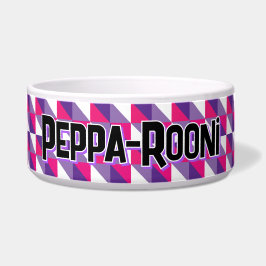 Tigela Nome Geométrico Abstrato Retro Rosa Roxo & Branco