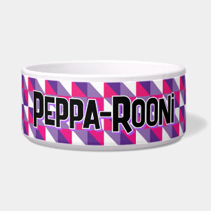 Tigela Nome Geométrico Abstrato Retro Rosa Roxo & Branco