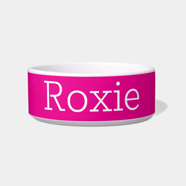 Tigela Nome magenta rosa quente cor-de-rosa-quente retror (Frente)