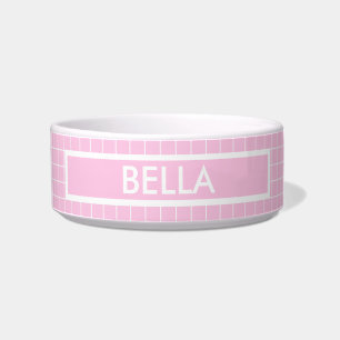 Tigela Nome Personalizado Cão-Padrão Dinamarquês Pink Pas