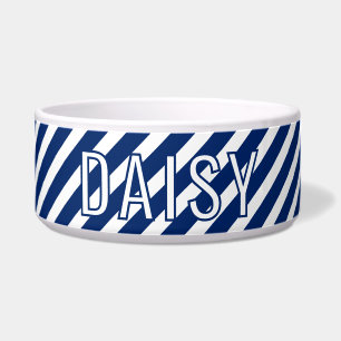 Tigela Nome Personalizado Clássico Padrão de Faixa Azul-M