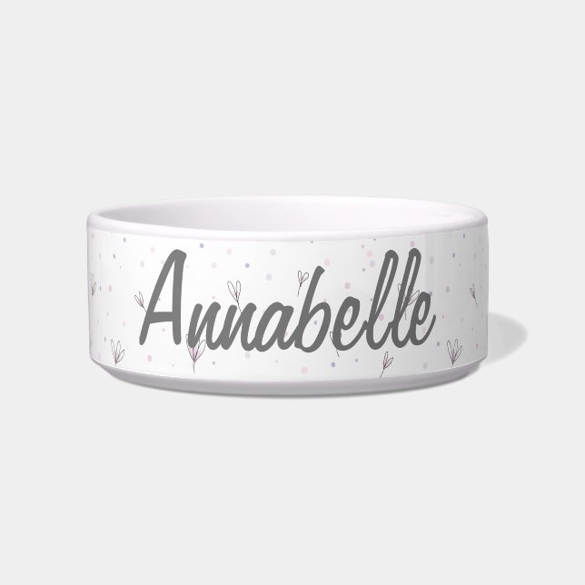 Tigela Nome Personalizado da Pet Bowl da Flor (Frente)