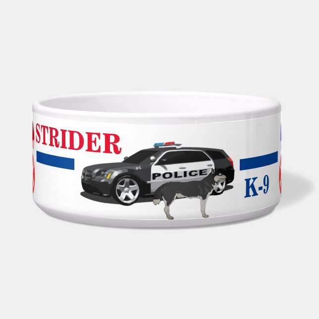 Tigela Nome Personalizado de Polícia K-9 Dog Bowl (Frente)