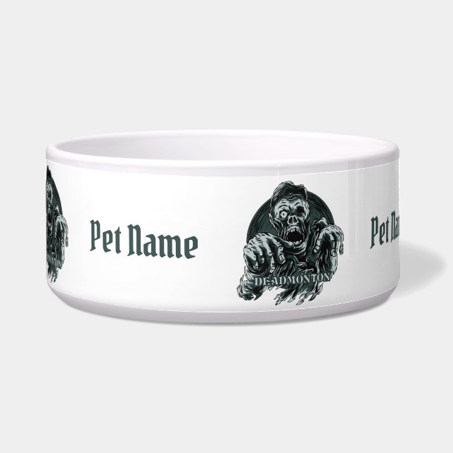 Tigela Nome personalizado: "DEADMONTON pet bowls" (Frente)