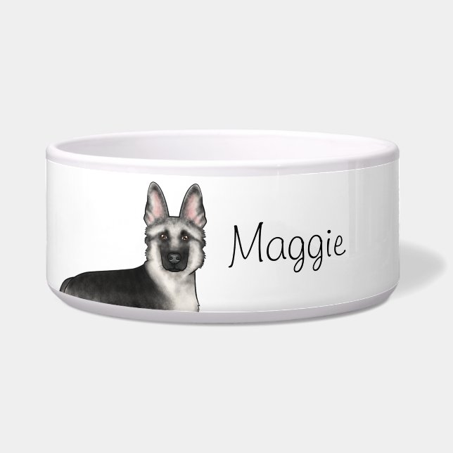Tigela Nome Personalizado do Cabeçalho do German shepherd (Frente)