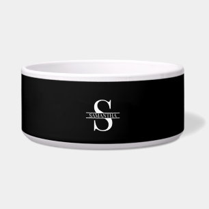 Tigela Nome personalizado do monograma preto e branco
