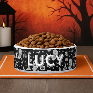 Tigela Nome Personalizado do Padrão de Halloween Bonito S