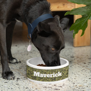 Tigela Nome Personalizado do Pet Comida da Camo Verde leg
