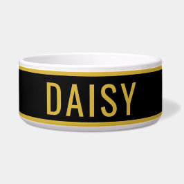 Tigela Nome Personalizado Dourado Metálico Preto Minimali