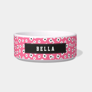Tigela Nome Personalizado Flor Padrão Rosa Branco