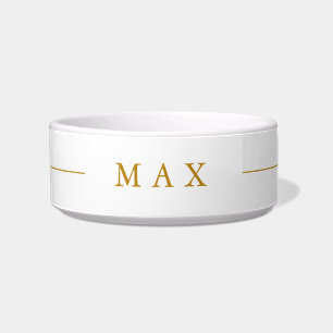 Tigela Nome Personalizado Minimalista Dourado para Pet