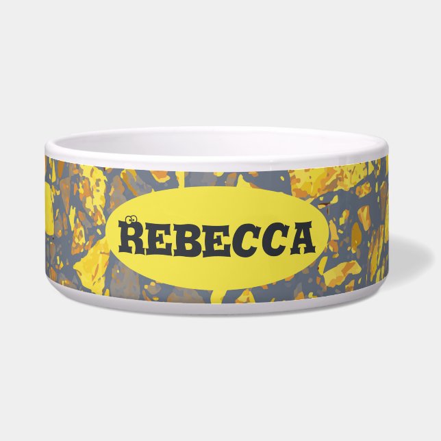 Tigela Nome Personalizado Padrão Dourado Terrazzo Moderno (Frente)