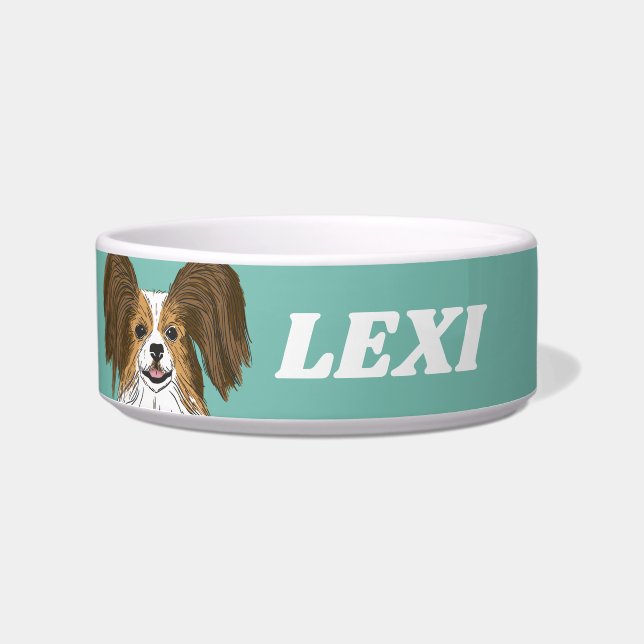 Tigela Nome Personalizado Papillon Puppy Dog Lover Person (Frente)