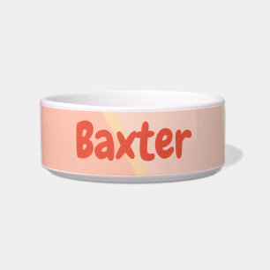 Tigela Nome Personalizado Peach Swirls Cerâmica Pet Bowl