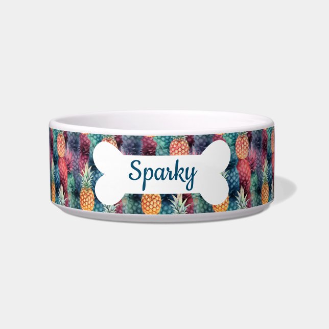 Tigela Nome Personalizado Pineapple Pet Dog (Frente)