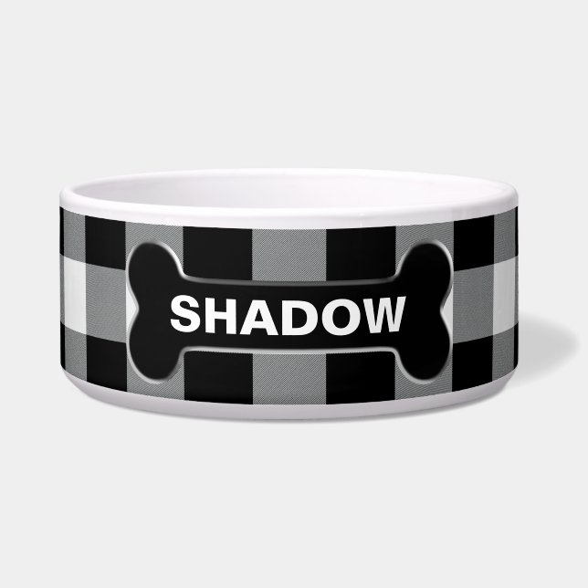 Tigela Nome Personalizado Russo do Osso do Cão do Buffalo (Frente)