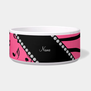 Tigela Nome personalizado: zebra cor-de-rosa listra as no