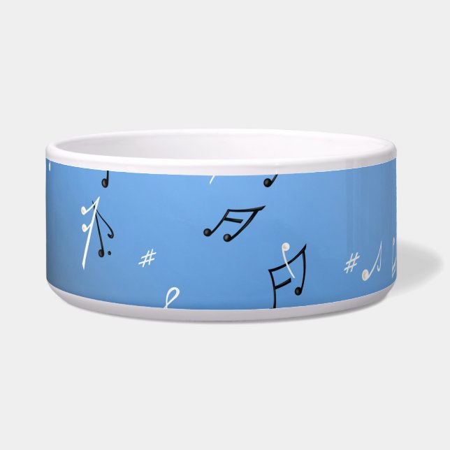 Tigela Notas Musicais Blue Moon Cerâmica Pet Bowl (Frente)