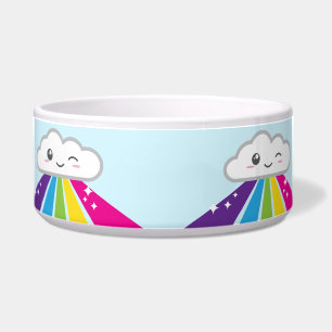 Tigela Nuvem de Kawaii e bacia do cão do arco-íris