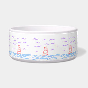 Tigela O Farol e o Pier Cerâmico Pet Bowl