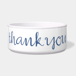 Tigela Obrigado Pet Bowl Azul Cursivo