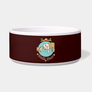 Tigela Olá, querida, mãe de buldogue e criança