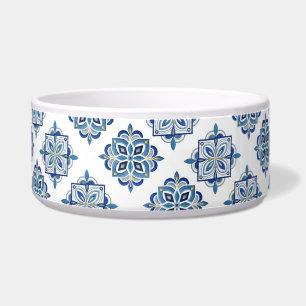 Tigela Ornamento bordado azul no branco