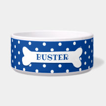 Osso de Cachorro Personalizado Blue White Polka Do