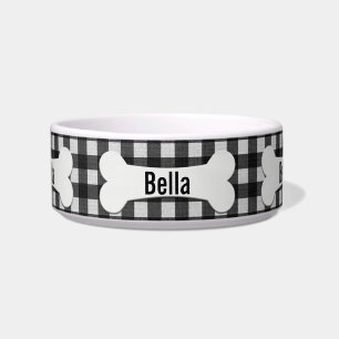 Tigela Osso Do Cachorro Na Gingham Bowl