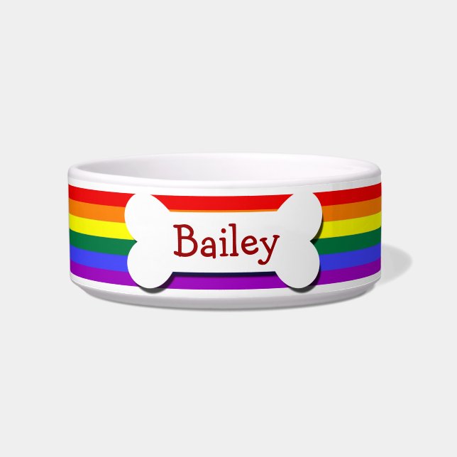 Tigela Osso do Orgulho gay Arco-Íris (Frente)