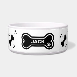 Tigela Ossos de Cachorro Branco e Preto, Personalizados