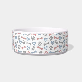 Tigela Ossos de Cachorro Patas e Corações Padrão Azul Ros