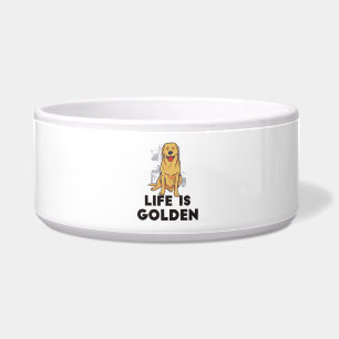 Tigela Ouro Retriever Dog - A Vida É Ouro