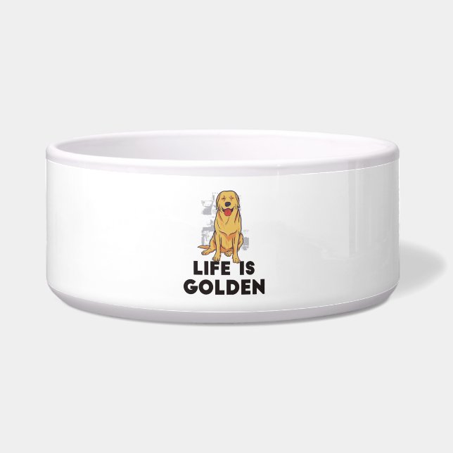Tigela Ouro Retriever Dog - A Vida É Ouro (Frente)