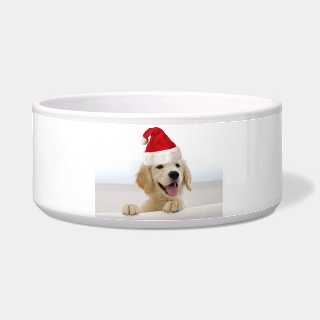 Tigela Ouro Retriever Puppy Natal Grande Pet Bowl (Frente)