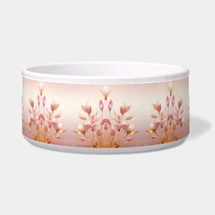 Tigela Ouro Rosa Deixa Pet Bowl, Cerâmica Floral