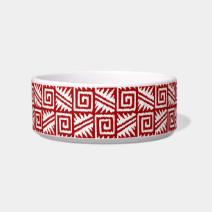 Tigela Padrão Azteca Ikat - Vermelho Escuro e Branco