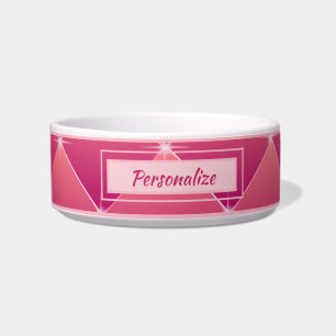Tigela Padrão bonito de Destaque de Diamante Rosa Cão Gat