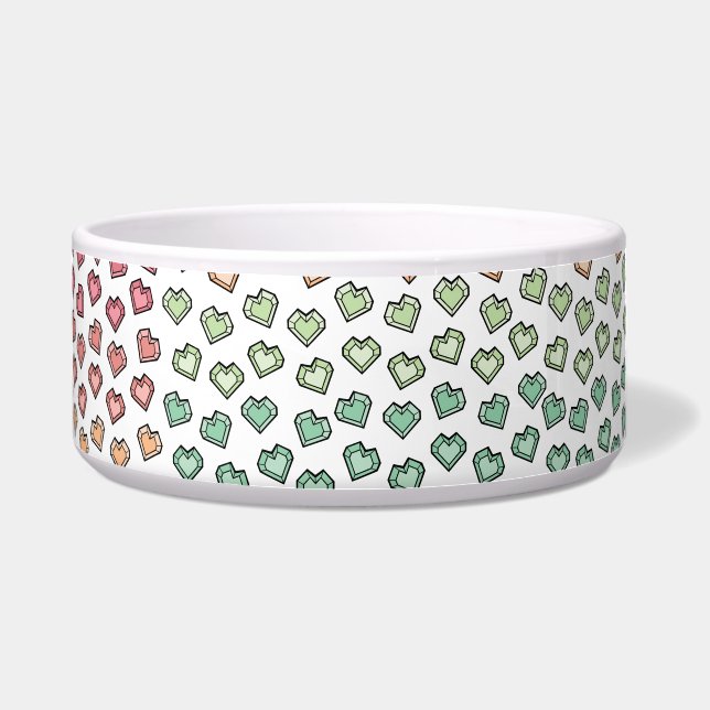 Tigela Padrão Cardíaco Charming Pastel Rainbow Gemstone (Frente)