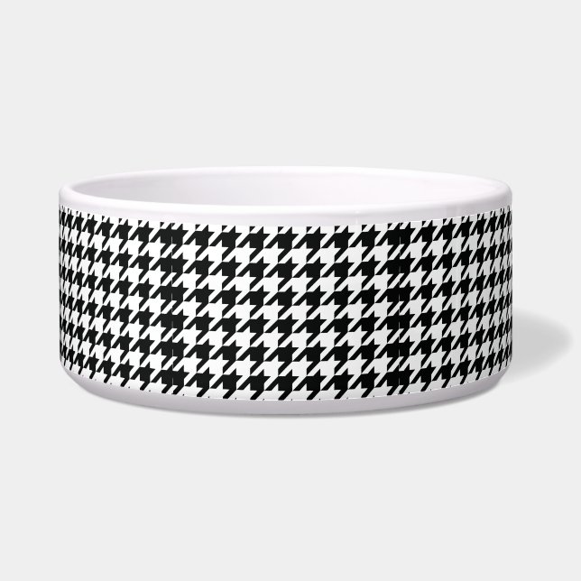 Tigela Padrão Clássico de Houndstooth: Preto e Branco Vin (Frente)